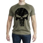 męska koszulka techniczna khaki punisher dowolny nadruk