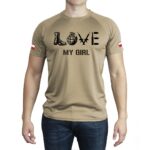 męska koszulka techniczna piaskowa love my girl