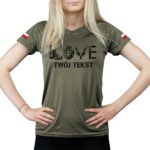 damska koszulka techniczna khaki love dowolny napis