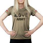 damska koszulka techniczna piaskowa love army