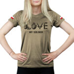 damska koszulka techniczna piaskowa love my soldier
