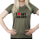 damska koszulka techniczna khaki I love my soldier