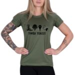 damska koszulka techniczna khaki love my pilot dowolny napis