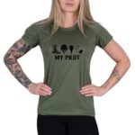 damska koszulka techniczna khaki love my pilot