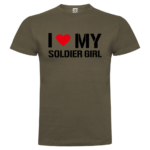 męska koszulka bawełniana khaki I love my soldier girl