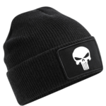 Czarna czapka patrolówka z rzepem punisher